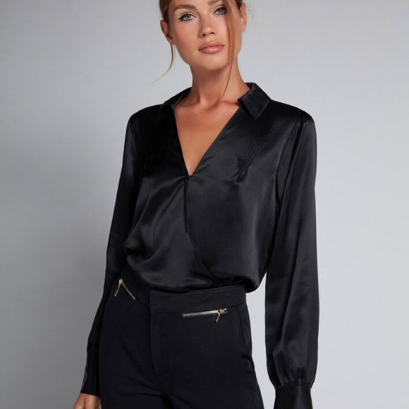 Paige the Nines Collection // Parisa Bodysuit- Black Silk - Small - Picture 1 of 7